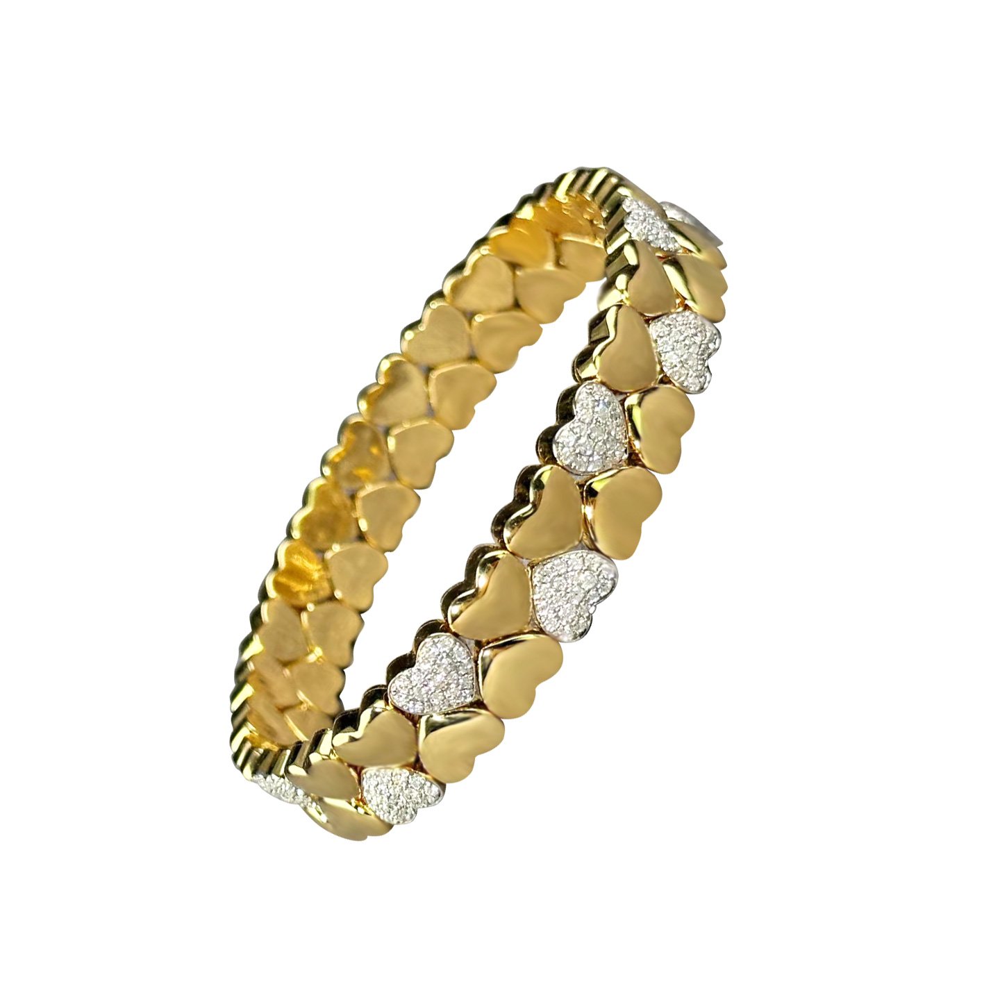 18k gold Heart-shaped bracelet with natural diamonds