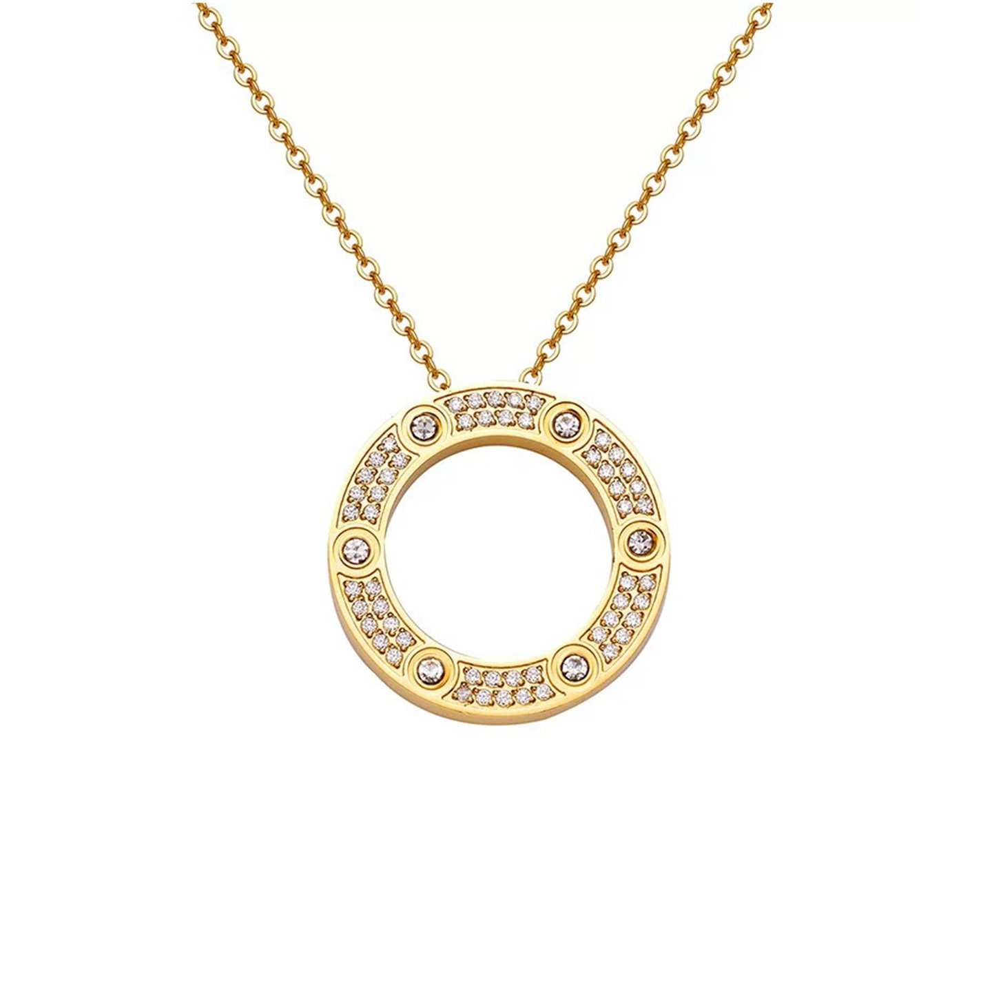 18k gold love Round-shaped pendant necklace with natural diamonds customized