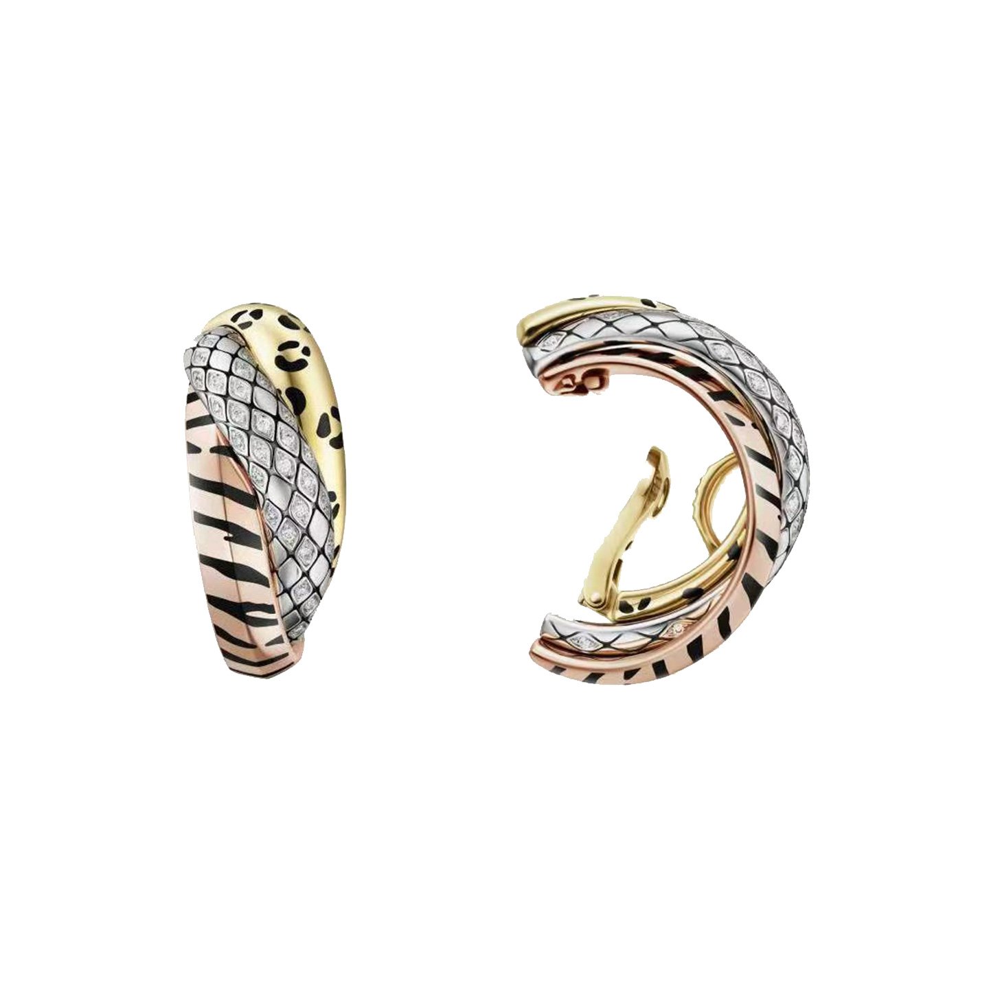 18k godl Three-color leopard-print earrings with natural diamonds customized