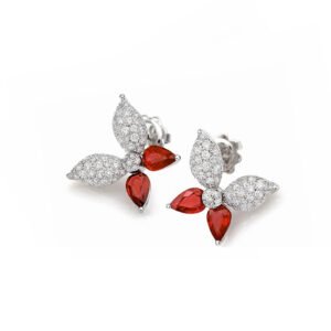 18k gold butterfly earrings with gemstone and diamond inlays